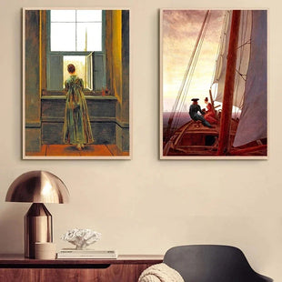 1pc frameless Caspar David Friedrich Artwork Posters Classical Vintage Wall Art Canvas Painting and Print Picture for Nordic Liv