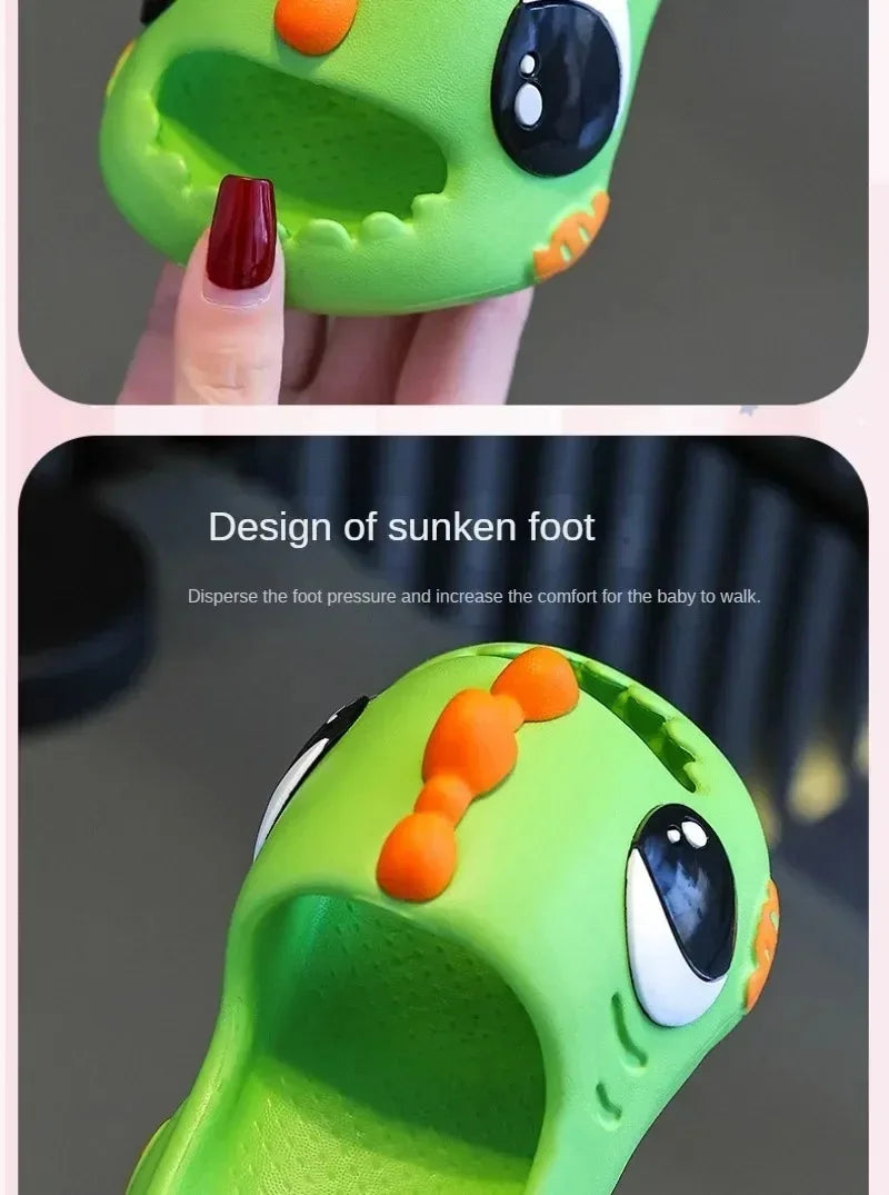 /Summer Aged 2-12 Children Slippers Cute Cartoon Dinosaur Beach Sandal For Kids Boys Girls Flip Flops Non-Slip Indoor Home Shoes