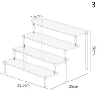 Acrylic Display Stand Pottery Storage Rack Doll Clay Figurine Display Stand Transparent Ladder Makeup Organization Shelf