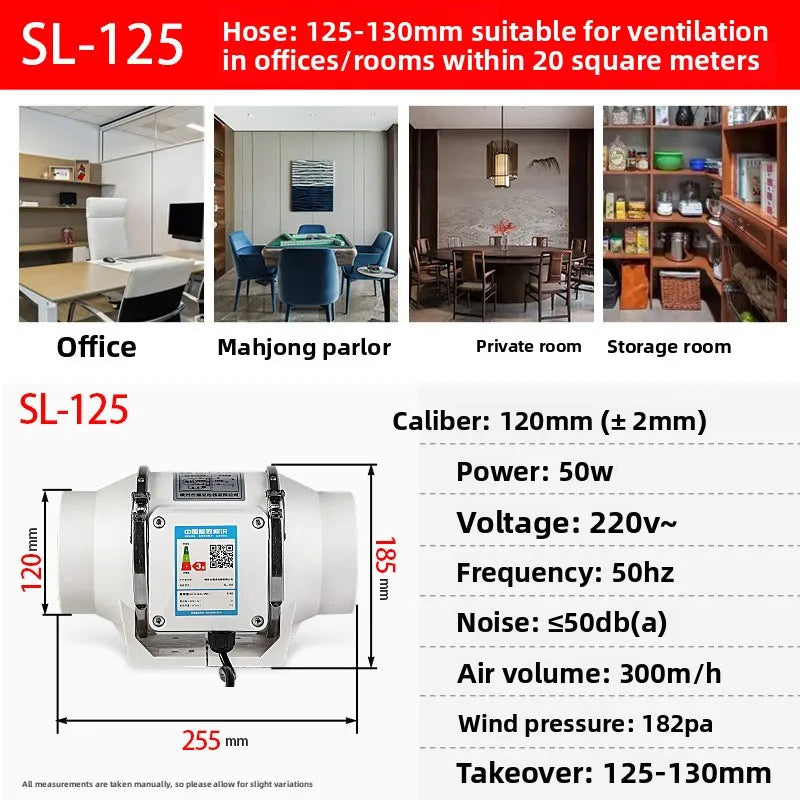 Exhaust Fan Home Mute Inline Duct Fan Bathroom Exhaust Fan Ventilation Equipment Kitchen Bathroom Wall Mounted Air Purifying Ve