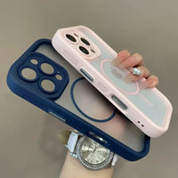 Trendy 2 in 1 Skin Feel Case for iPhone 17 Air 16 15 14 12 13 Pro Max For MagSafe Wireless Charging Shockproof Protection Funda
