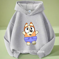 Kids Bluey Hooded Sweatshirt Fall Winter Warm Soft Pullover Comfortable Playwear for Boys Girls