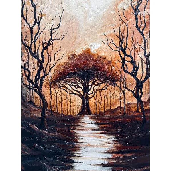 1pc frameless Surreal Colourful Landscape Poster Vintage Dark Forest Mountain Fall Scenery Canvas Painting Wall Art for Livin