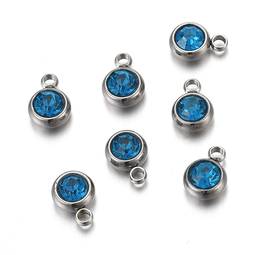 20pcs 6mm Stainless Steel Rhinestone Beads Gold Color Crystal Charms Pendants for Necklace Bracelet Jewelry Making Charm 2030