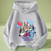 Kids Bluey Hooded Sweatshirt Fall Winter Warm Soft Pullover Comfortable Playwear for Boys Girls