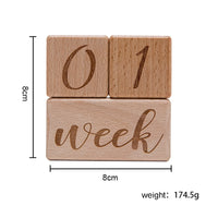 3pc/set Raw Wood Baby Month Milestone Card Beech Block Square Engraved Newborn Month Birthday Milestones Block Photography Props