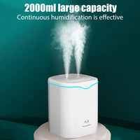 2L Large Capacity Dual Spray Humidifier USB Home Office Desktop Aroma Diffuser Mist Purifier Essential Oil Air humidificador