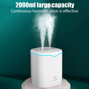 2L Large Capacity Dual Spray Humidifier USB Home Office Desktop Aroma Diffuser Mist Purifier Essential Oil Air humidificador