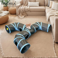 Cat Tunnel Foldable kitty Tunnel Pet Supplies T Cross Pass Play Tunnel Cat Toy Breathable Drill Barrel for Indoor Loud Paper