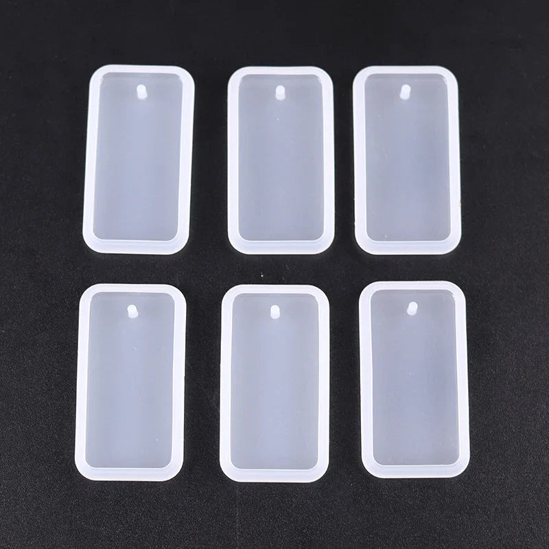 1/6/10pcs DIY Keychain Pendant Silicone Mold Set Crystal Epoxy Resin Mold Round Rectangle Pendants Jewelry Making Casting Mould
