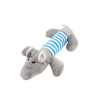 Striped Plush Dog Toys Squeaky Assorted Animals Duck Pig Hippo Shapes Durable Bite Resistant Safe Washable Fun Pet Supplies