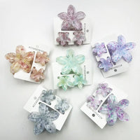 3Pcs/Set Sweet Flower Colroful Gradient Hair Claws Ponytail Cip Clamp Barrettes Hairpins For Women Girl Beach Hair Accessories