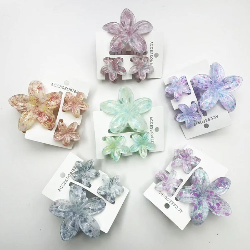 3Pcs/Set Sweet Flower Colroful Gradient Hair Claws Ponytail Cip Clamp Barrettes Hairpins For Women Girl Beach Hair Accessories