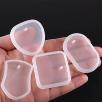 1/6/10pcs DIY Keychain Pendant Silicone Mold Set Crystal Epoxy Resin Mold Round Rectangle Pendants Jewelry Making Casting Mould