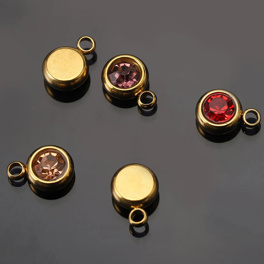 20pcs 6mm Stainless Steel Rhinestone Beads Gold Color Crystal Charms Pendants for Necklace Bracelet Jewelry Making Charm 2030