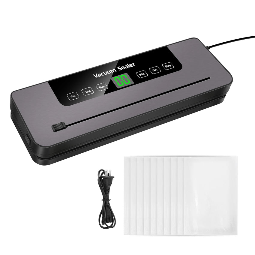 Vacuum Sealer Machine with 10 Sealer Bags and Built-in Cutter, 5 Modes One-touch Sealing for Sous Vide Cooking Dry & Moist Foods