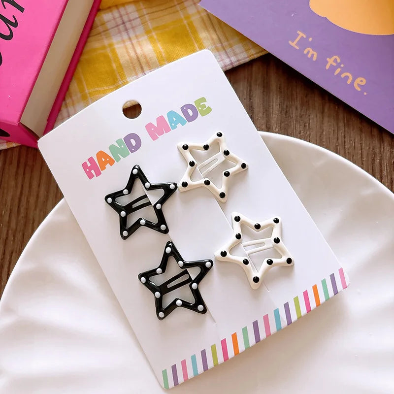 4pcs/set Cute Star Hair Clips Girl's Side Bangs Hair Accessories Small Clip Children's Hair Decorations Kids Accessories