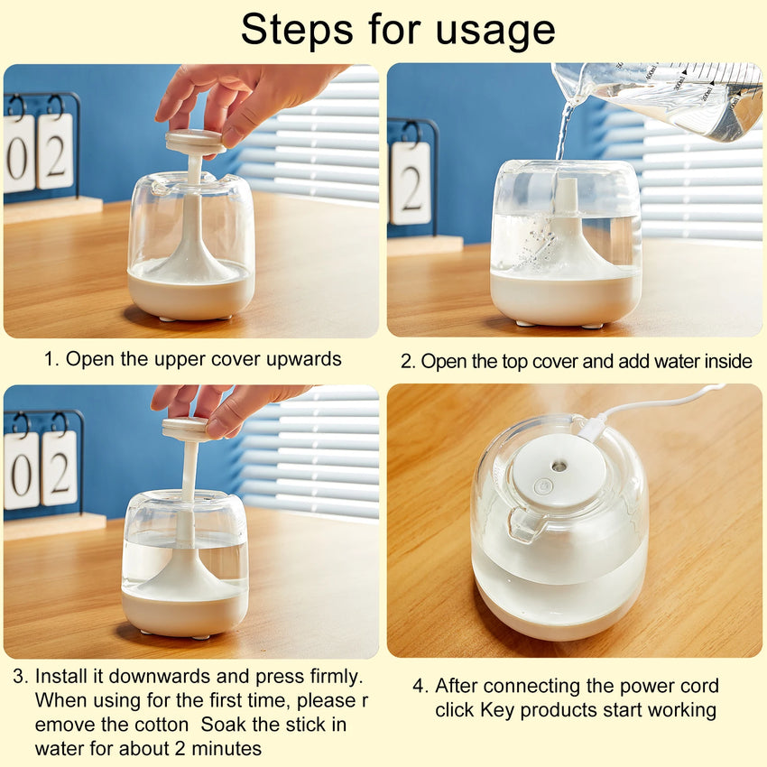 Mini humidifier colorful lamp small household spray aromatherapy machine, usb air humidifier for bedroom