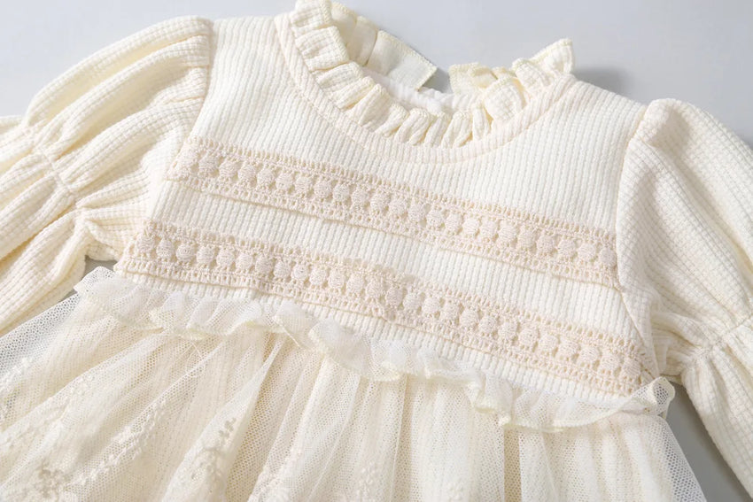 Spring Summer Solid Princess Baby Girl Tutu Skirt Style Bodysuit Toddler Infant Waffle One Piece Lace Party Outfit Play Suit