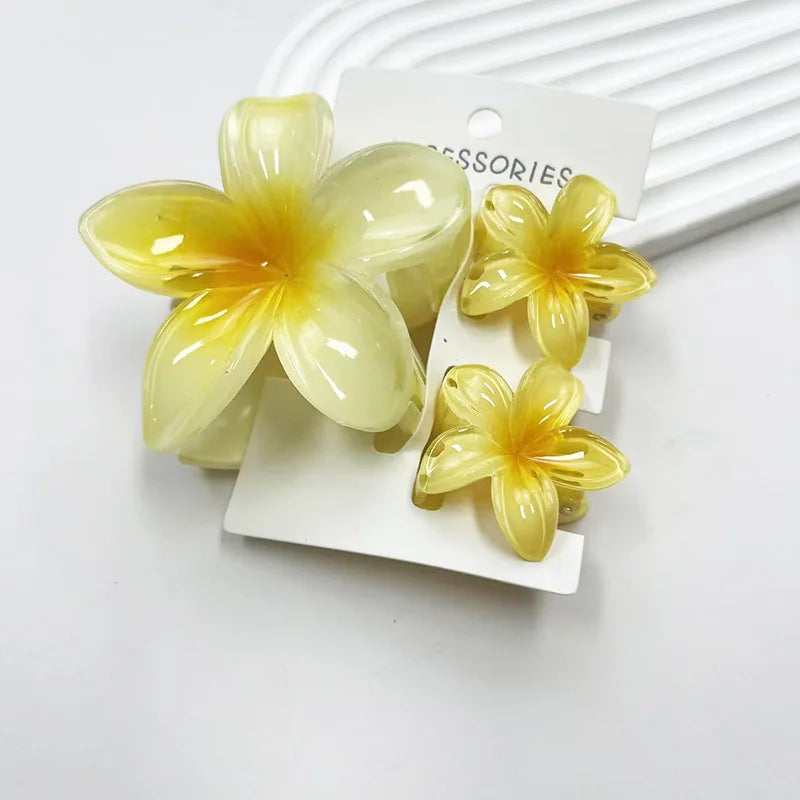 3Pcs/Set Sweet Flower Colroful Gradient Hair Claws Ponytail Cip Clamp Barrettes Hairpins For Women Girl Beach Hair Accessories