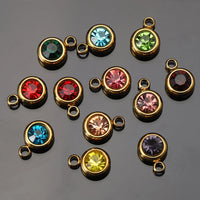 20pcs 6mm Stainless Steel Rhinestone Beads Gold Color Crystal Charms Pendants for Necklace Bracelet Jewelry Making Charm 2030
