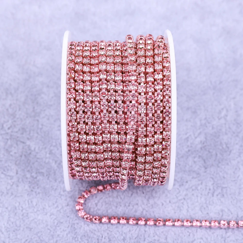 Crystal 10 Yard Rhinestones Trim Stone Cup Chain Gold Diamond Strass Decorative Applique Crystal Trimmings For Dresses