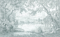 Custom Size wall papers 3D Nordic art black and white landscape waterfall porch mural Retro Hand Painted Forest Tree home decor