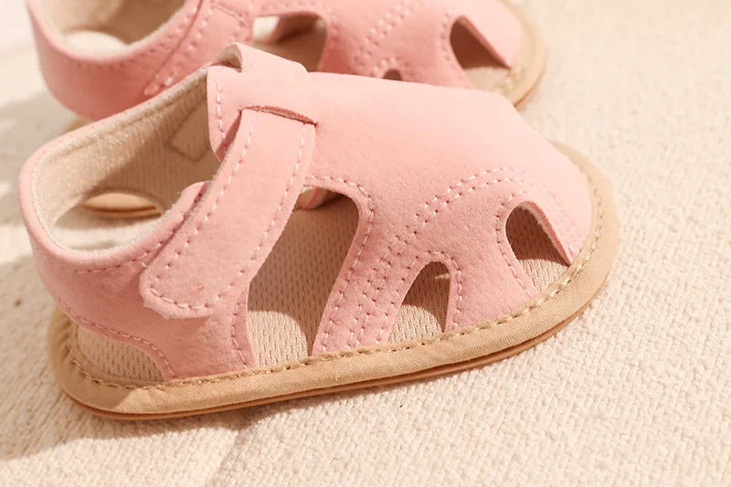 Breathable Summer Newborn Baby Girls Sandals Shoes Toddlers Simple Style Solid Color Soft Sole Shoes Outdoor Indoor Prewalker