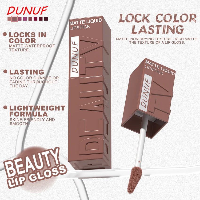 Matte Velvet Lipstick Lip Gloss Waterproof Smooth Long-Lasting Non-sticky Non-transfer Deep Red Nude Y2K Daily&Party Makeup Gift
