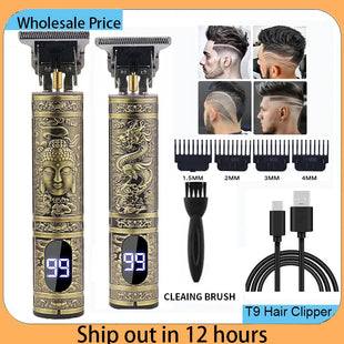 USB Fast Charging Hair Cutting Machine Electric Hair Clipper Portable Shaver Barber Professional Barber T9 Vintage Hair Trimmer