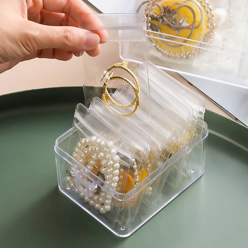 50/100/200pcs-Clear Earring Bags Waterproof Bags Thickened Reusable Storage Pouch for Jewelry Rings Necklace Bracelet
