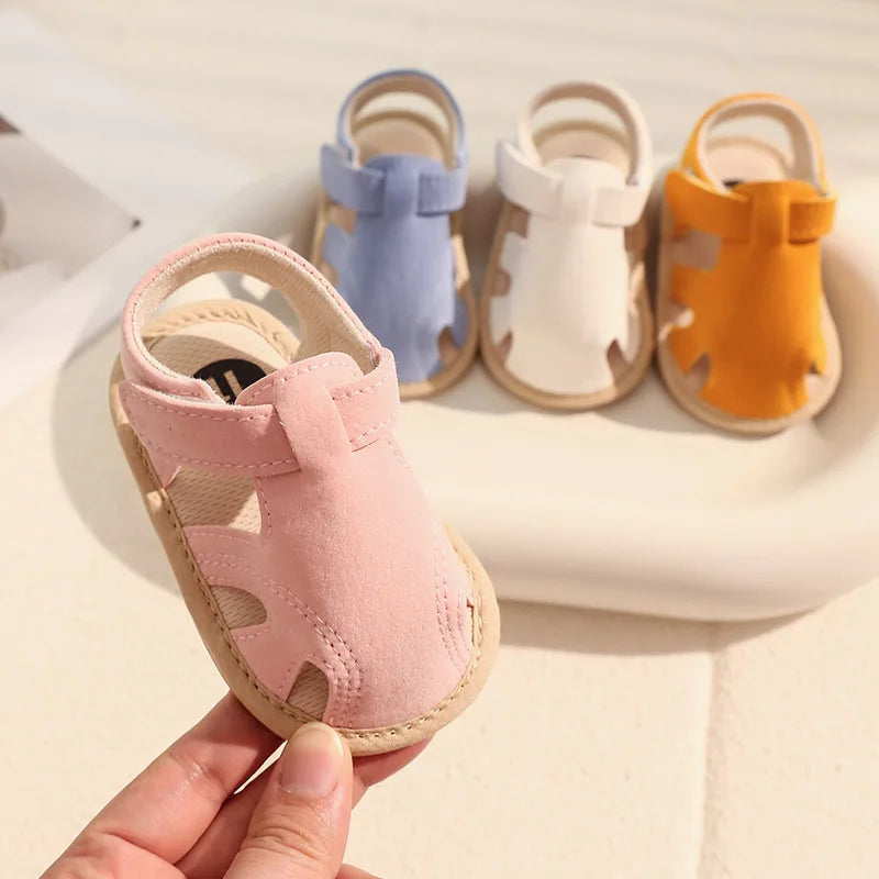 Breathable Summer Newborn Baby Girls Sandals Shoes Toddlers Simple Style Solid Color Soft Sole Shoes Outdoor Indoor Prewalker