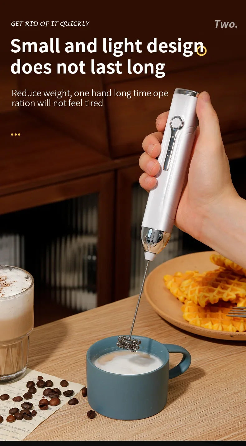 TINSOL 2025 New Wireless Mini Handheld Milk Frother Type-C Rechargeable Coffee Frother Portable Kitchen Cooking Tool Foam Mixer