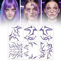 Kpop Temporary Tattoos, Purple Lightning Bold Makeup for Cosplay Role Play, Waterproof Face Art Stickers 1pcs Random