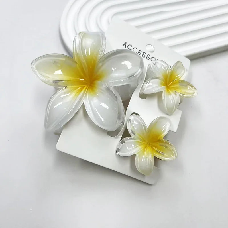 3Pcs/Set Sweet Flower Colroful Gradient Hair Claws Ponytail Cip Clamp Barrettes Hairpins For Women Girl Beach Hair Accessories