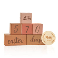 3pc/set Raw Wood Baby Month Milestone Card Beech Block Square Engraved Newborn Month Birthday Milestones Block Photography Props