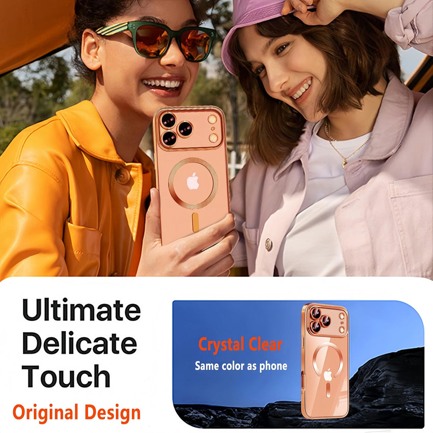 Luxury Electroplated Cover Bumper With Magnetic  Case For iPhone 17 Pro Max、17，With Privacy Screen Protector Full Camera Cover