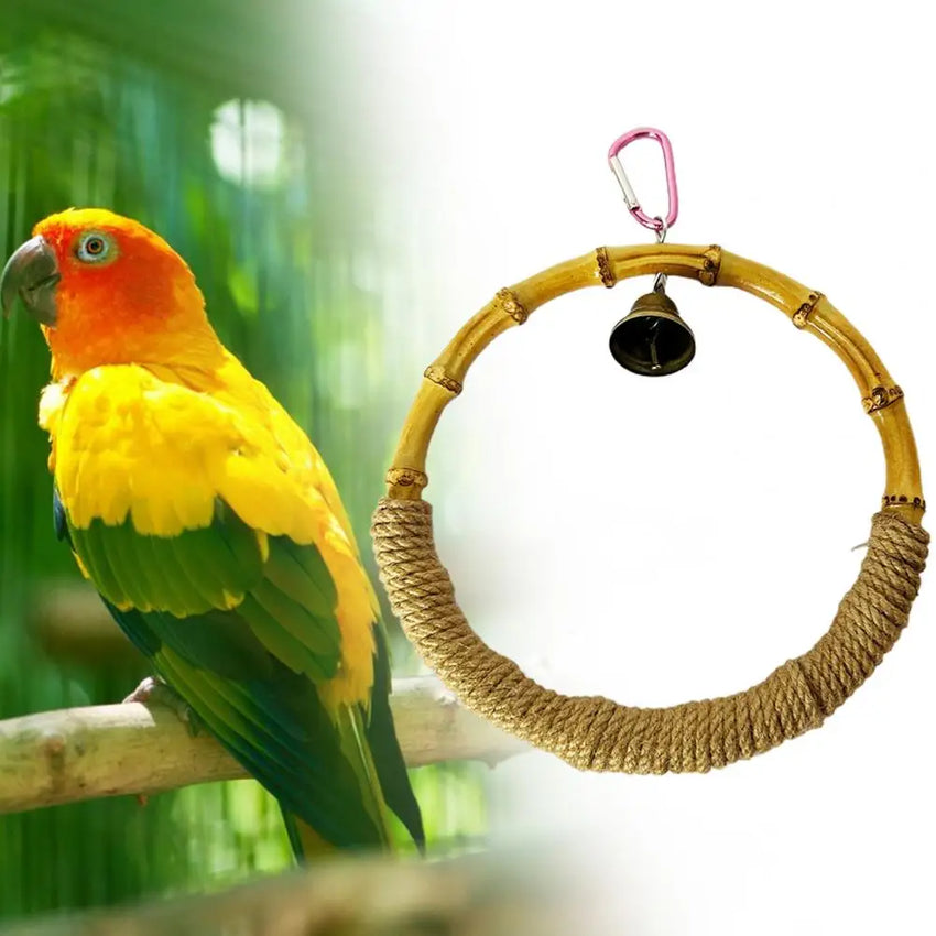 Bird Swing for Parrot Cage, Bite Resistant, Crisp Bell, Bamboo Bird Toy, Playing Toy, Pet Supplies