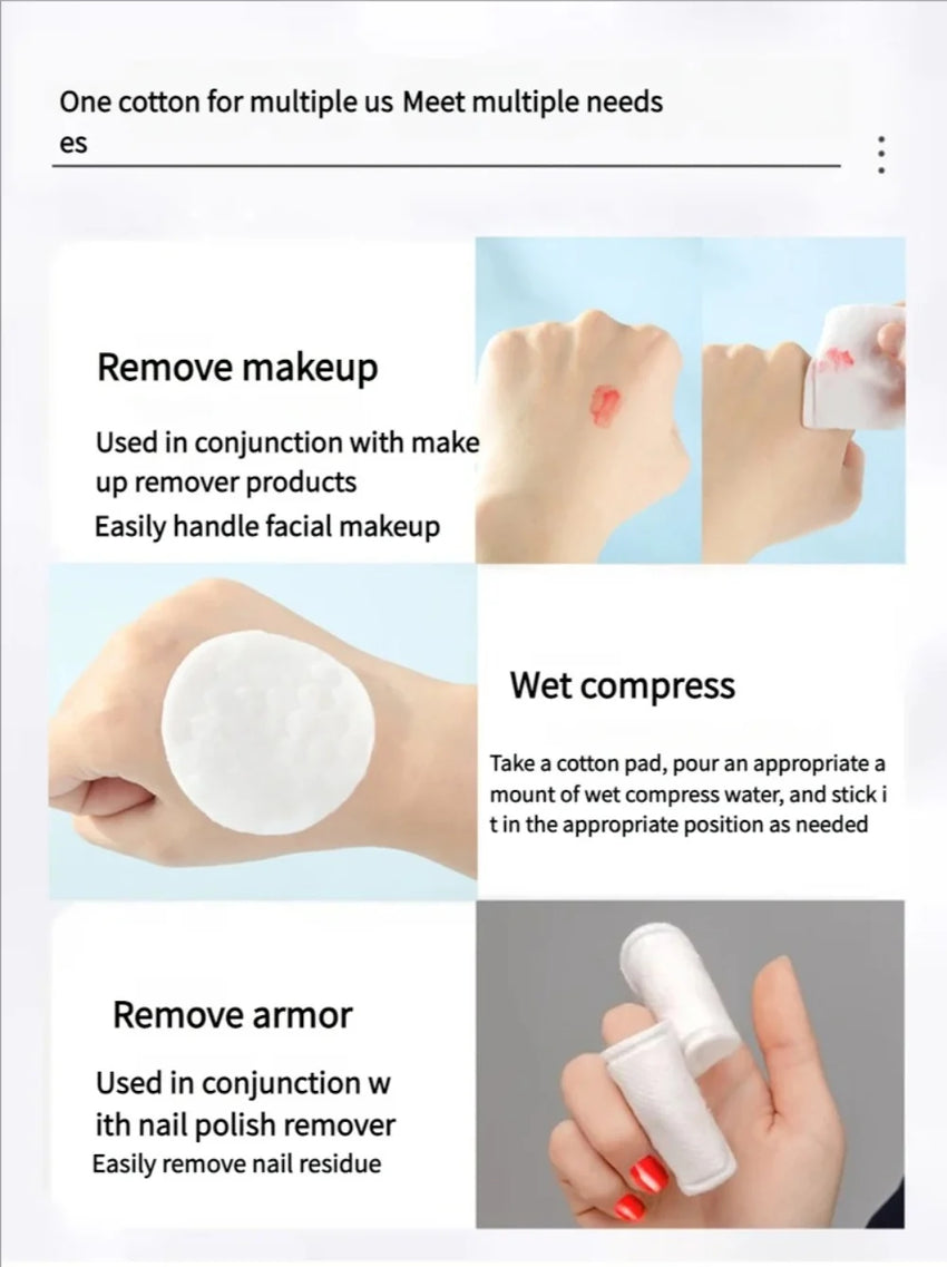 100/200pcs Soft Round Cotton Pad With Double-sided Texture Daily Facial Cleaning Makeup Removal Skin Care For Home And Travel Us