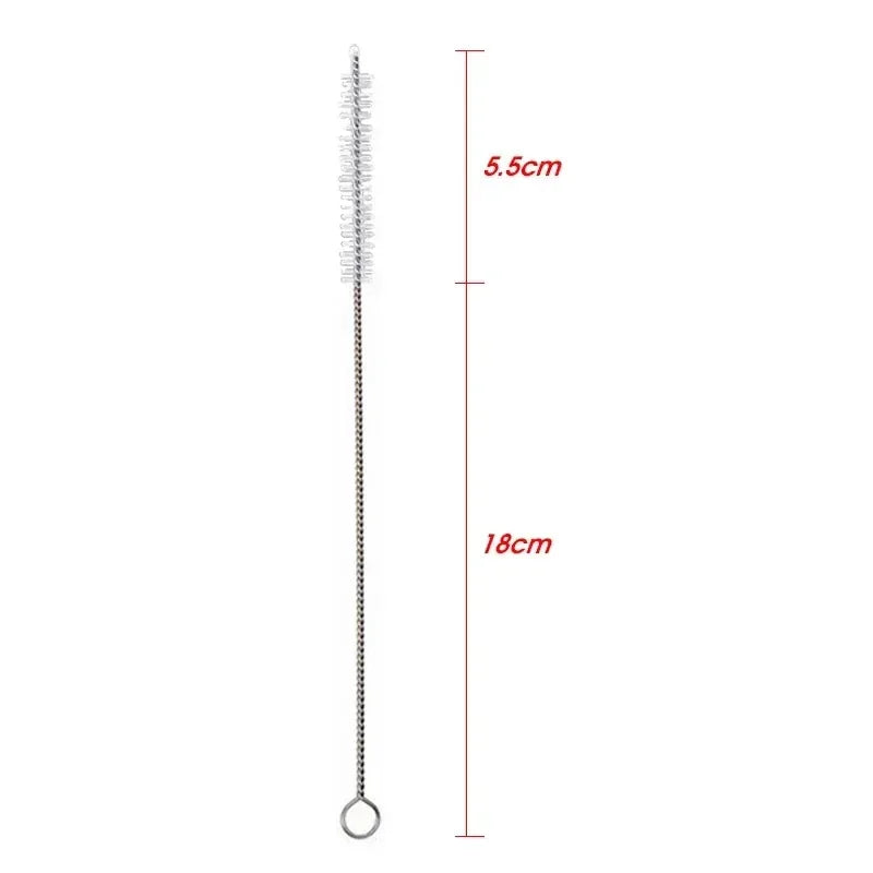 Bending Stainless Straw Brush Cleaner Soft Hair Suction Glass Tube Cleaning Brushes Baby Kids Bottle Brush Long Handle Reusable