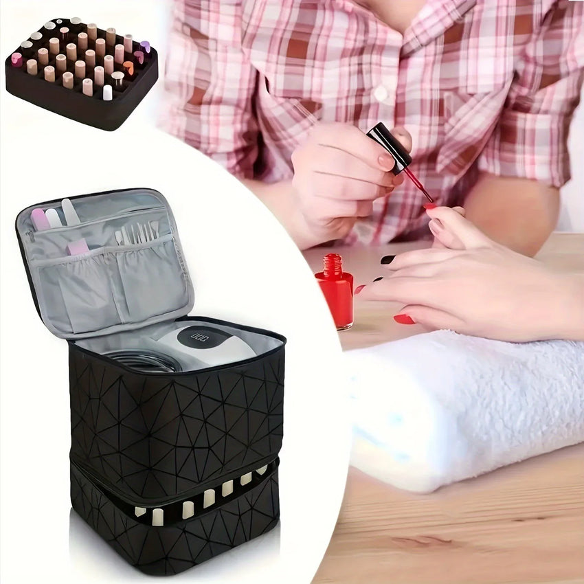 Cross-border explosion Double-layer storage Height cosmetic bag Large capacity portable toilet bag Cosmetic bag Nail polish stor