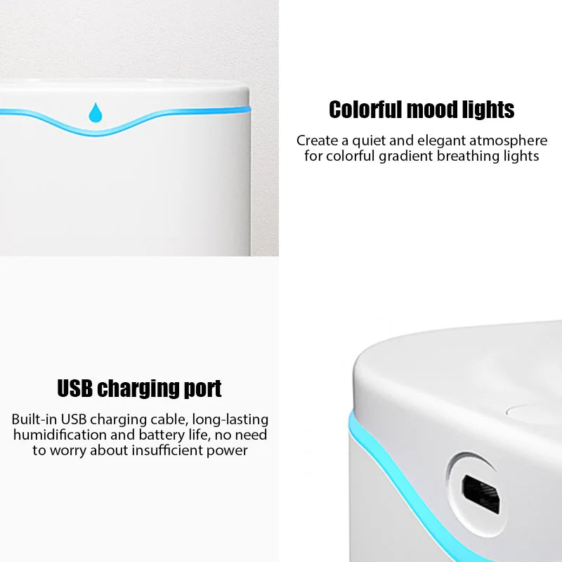 2L Large Capacity Dual Spray Humidifier USB Home Office Desktop Aroma Diffuser Mist Purifier Essential Oil Air humidificador