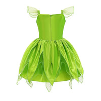 Girls Party Dresses Fairy Green Costume for Girl Tinkerbell Children Clothing Princess Elf Birthday Ball Gown Wing Dresses