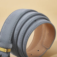 Luxury Suede Cowhide Leather Belt for Women, Vintage Style with Gold Buckle, 3.5cm Wide Waistband for Dresses & Jeans 2042