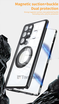 Privacy Glass Film Magnetic Case for Samsung S25 Ultra S24 S23 S22 S21 S20 Plus FE Double Side Tempered Glass[Camera Protector]