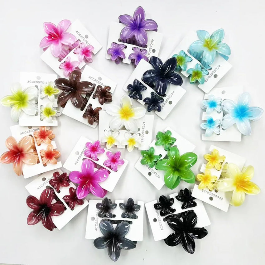 3Pcs/Set Sweet Flower Colroful Gradient Hair Claws Ponytail Cip Clamp Barrettes Hairpins For Women Girl Beach Hair Accessories
