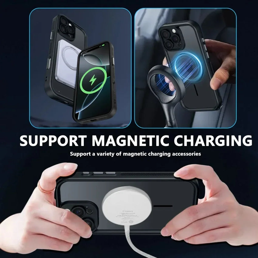 Trendy 2 in 1 Skin Feel Case for iPhone 17 Air 16 15 14 12 13 Pro Max For MagSafe Wireless Charging Shockproof Protection Funda