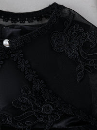 Sleeveless Hood Cloak Soft Satin Floral Embroidered Lace Wedding Party Princess Baby Dress Set