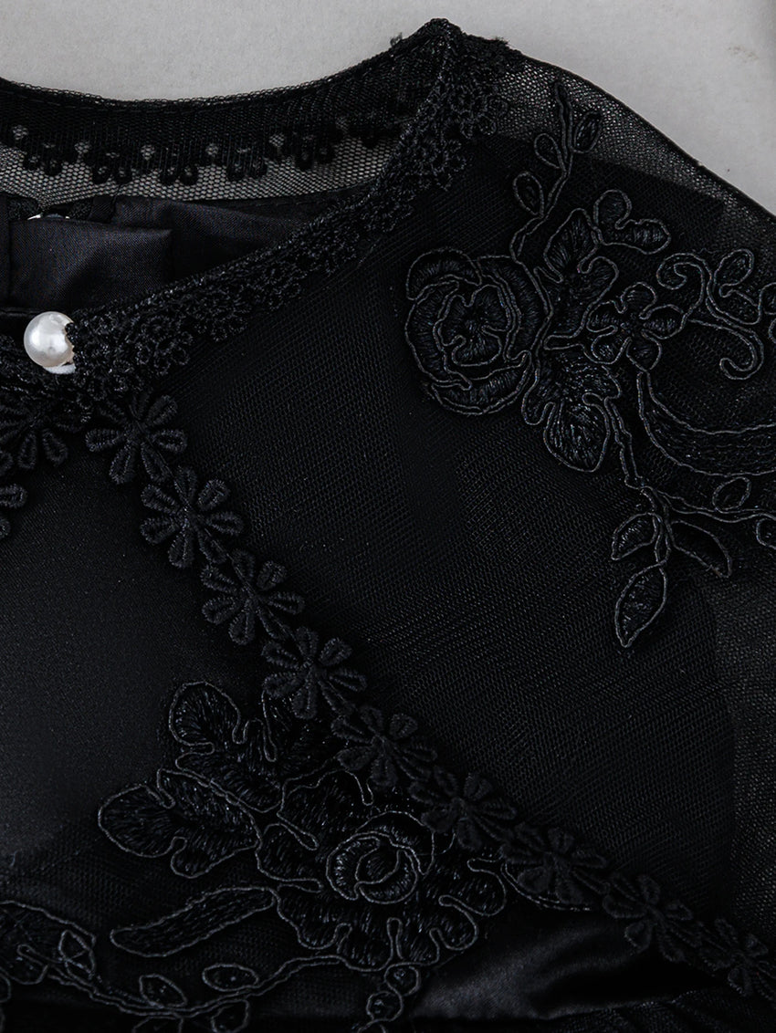 Sleeveless Hood Cloak Soft Satin Floral Embroidered Lace Wedding Party Princess Baby Dress Set