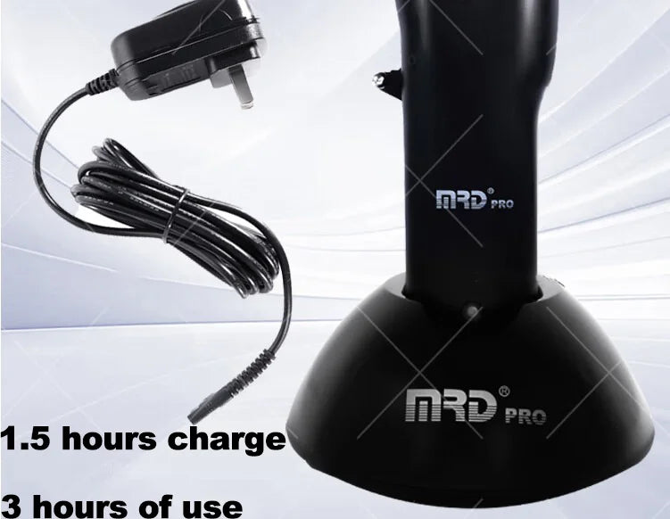 MRD HC-3969X Lawn Shovel Men's Professional Hair Clipper DC Rotating Motor Horn DLC Black Diamond Blade 7200RPM Trimmer Withbase